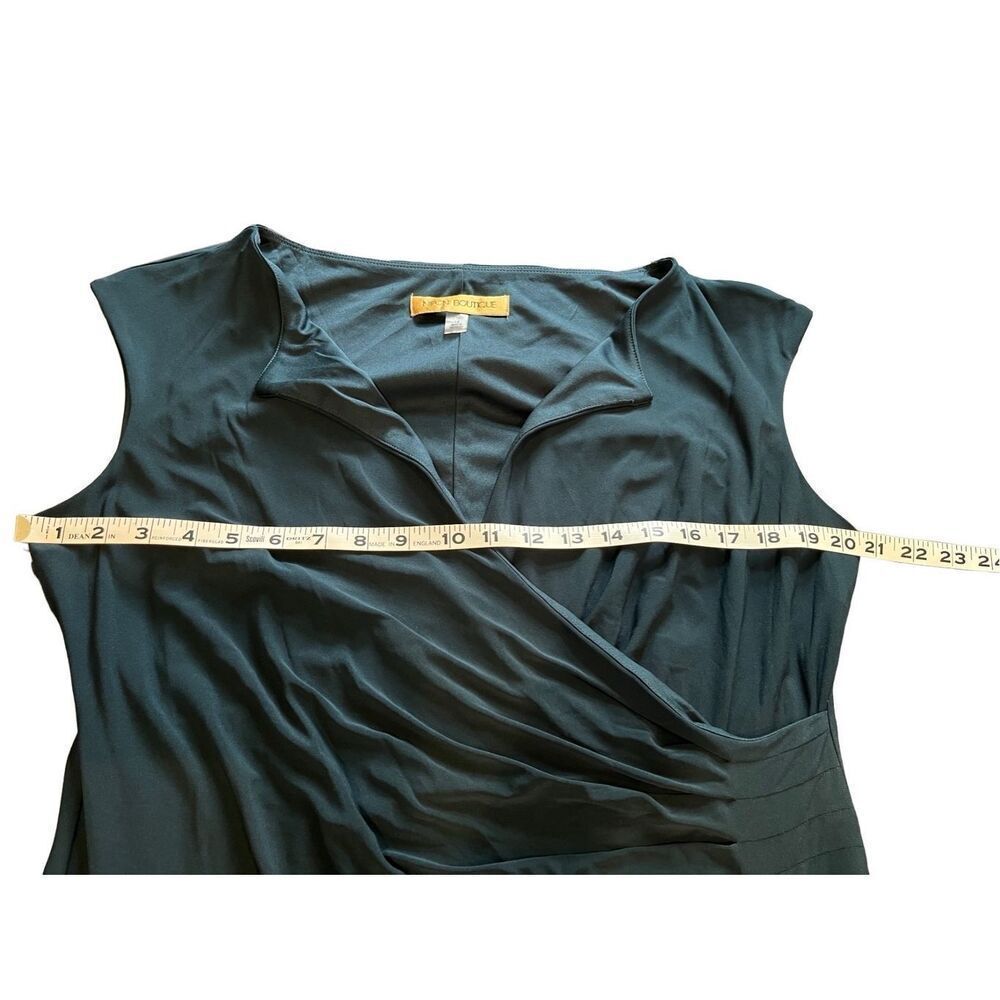 NIPON Boutique deep teal gown with b-neck, ruched side and cap sleeves - 14 - Picture 6 of 8